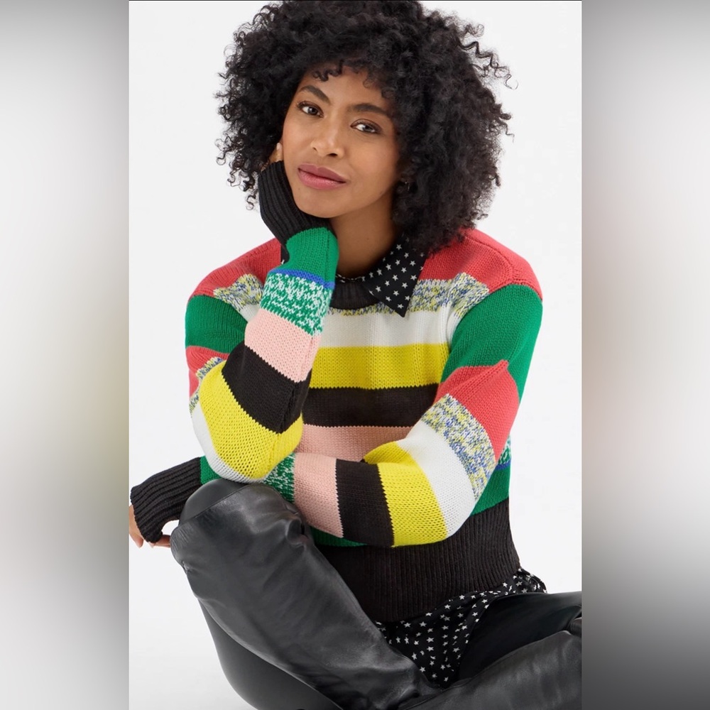 CAbi Colorful Stripe Crop Sweater - Picture 2 of 7